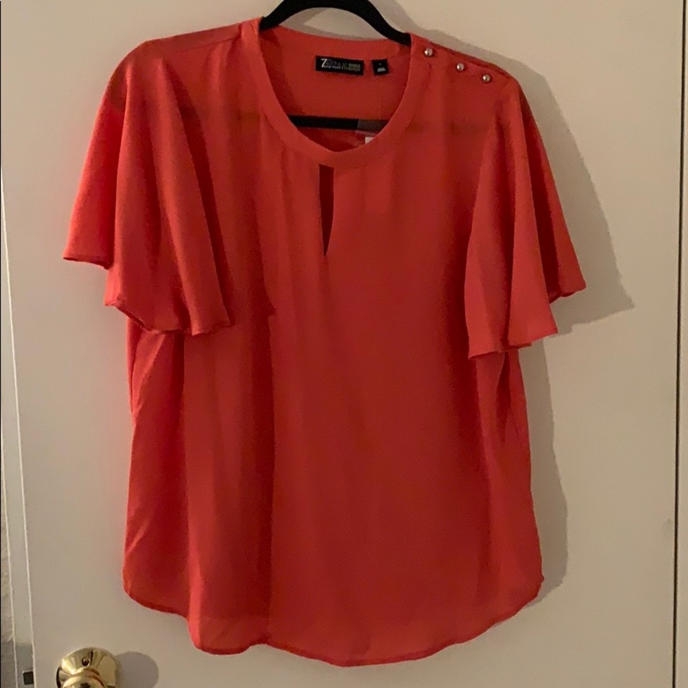 Orange lightweight flutter sleeve top